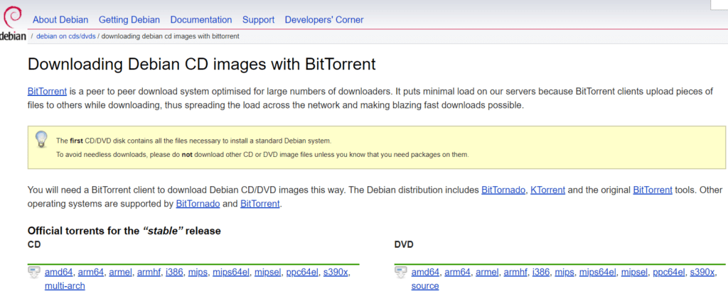 Debian public domain torrents for Debian resources