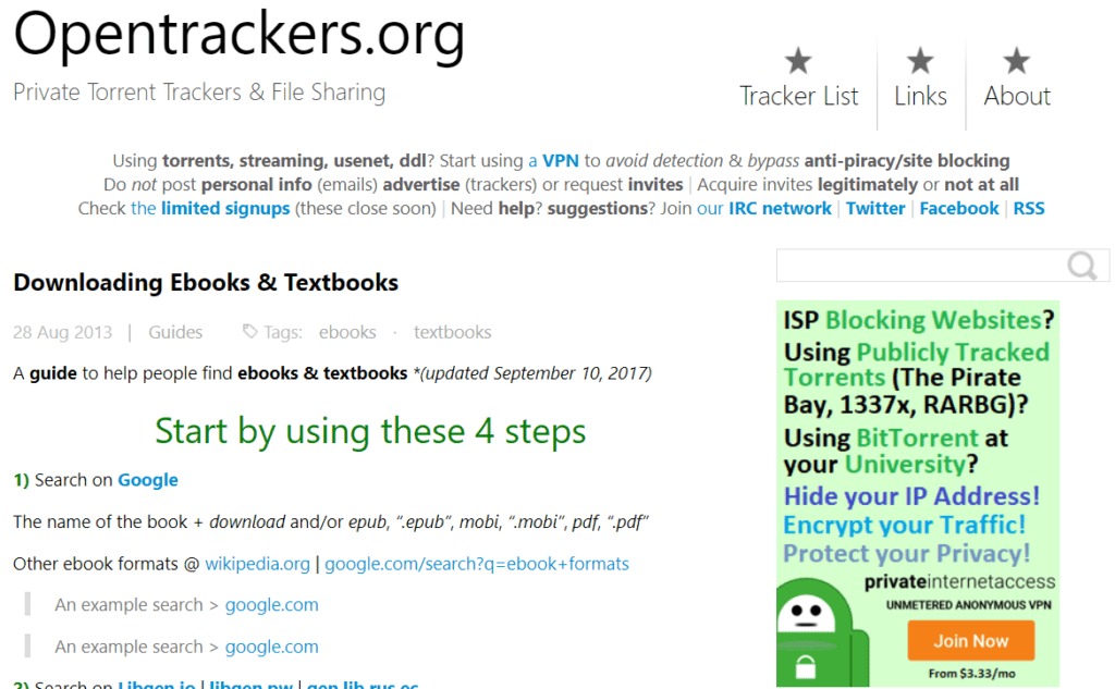 Opentrackers public domain torrents for downloading texts and ebooks