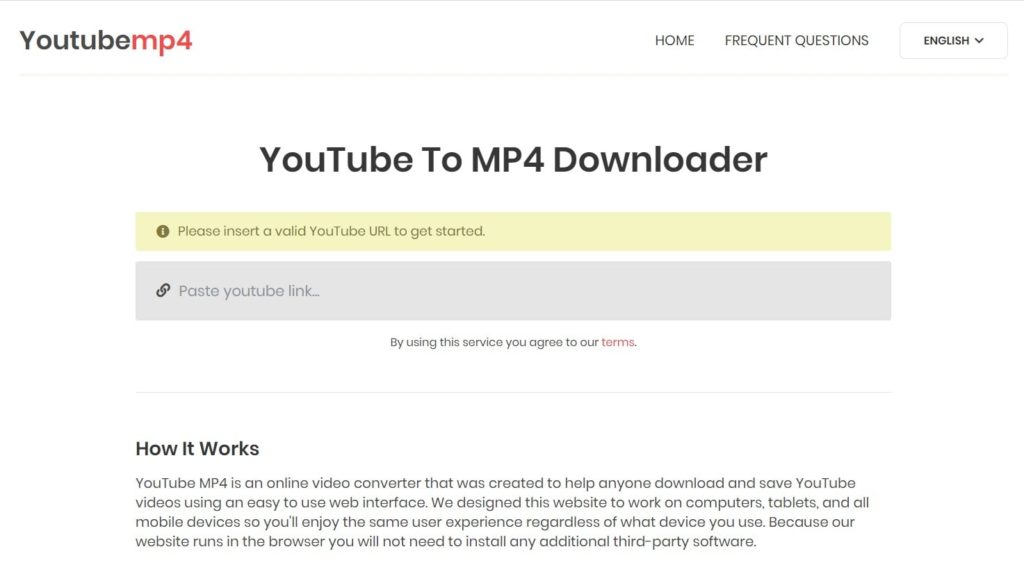 Download YouTube videos without any software for free using YouTube to MP4 downloader